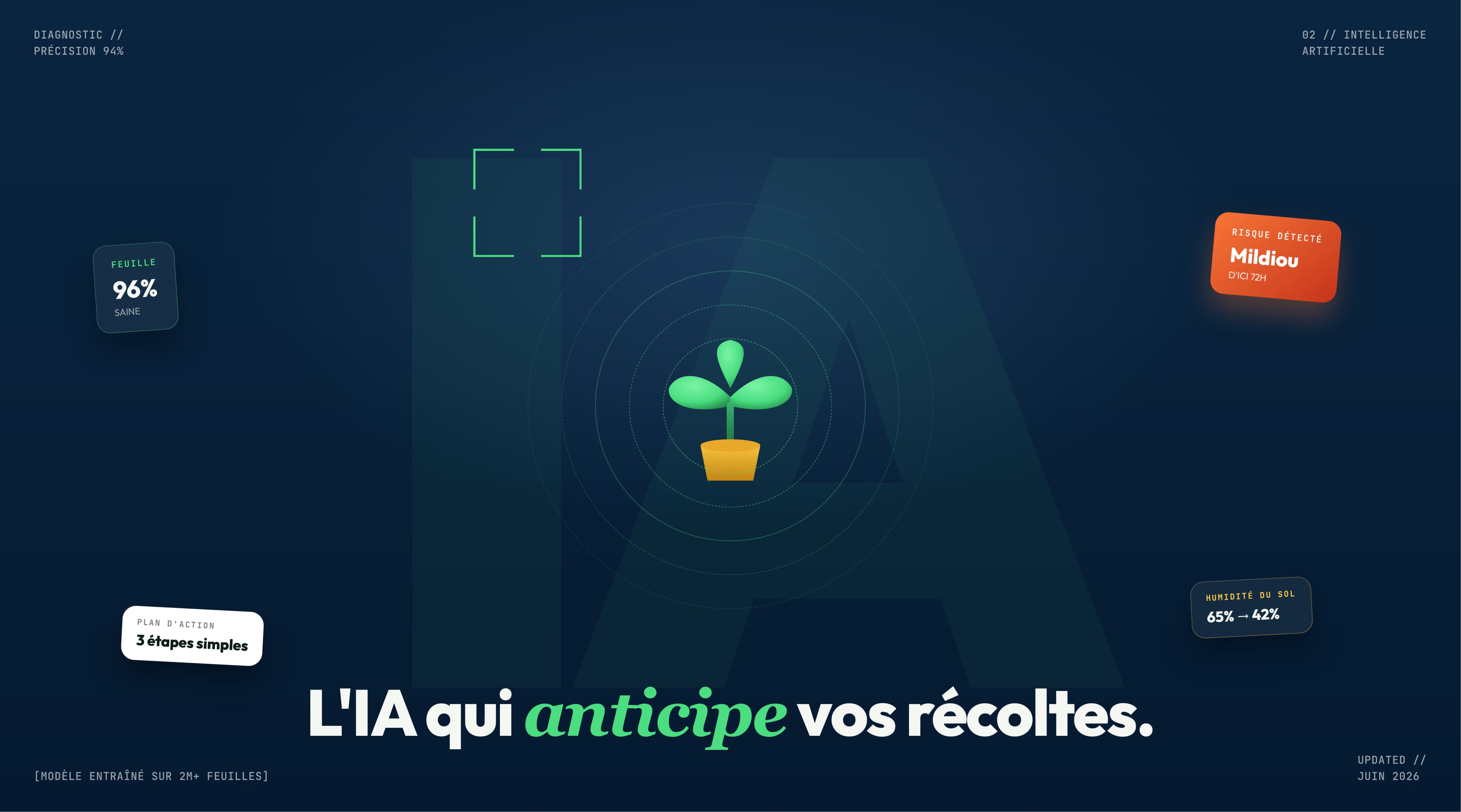 Leafline, application mobile et identité pour le suivi des cultures par IA, visuel 3